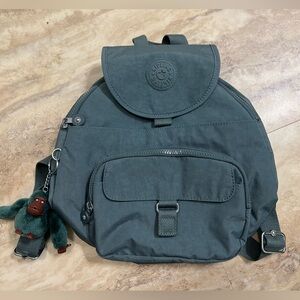 Kipling Green Backpack with Gorilla keychain